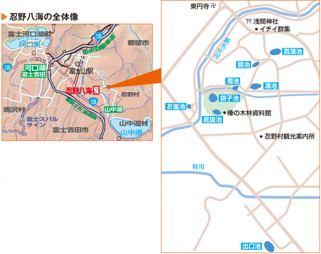 忍野八海は富士山の伏流水が水源